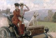 Julius LeBlanc Stewart, Les Dames Goldsmith au bois de Boulogne en 1897 sur une voiturette